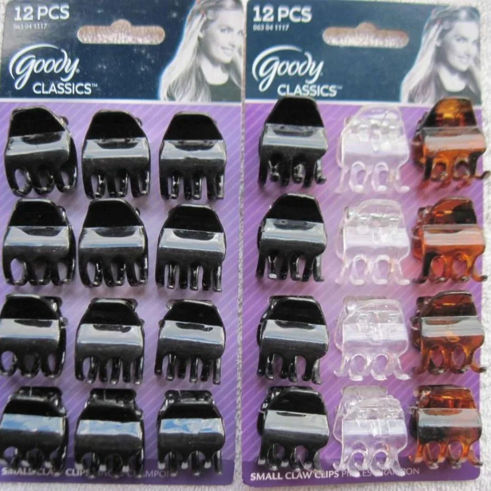 12 Goody Classics Darla Small Claw Clips Hair Jaw Plastic Black Tort Brown Clear